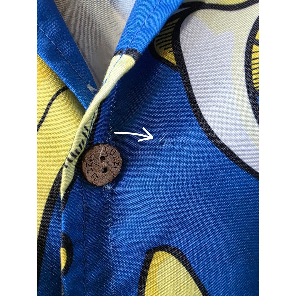 Uzzi Amphibious Gear Mens Banana Print Button Down Shirt Blue Yellow Large L - Picture 4 of 4